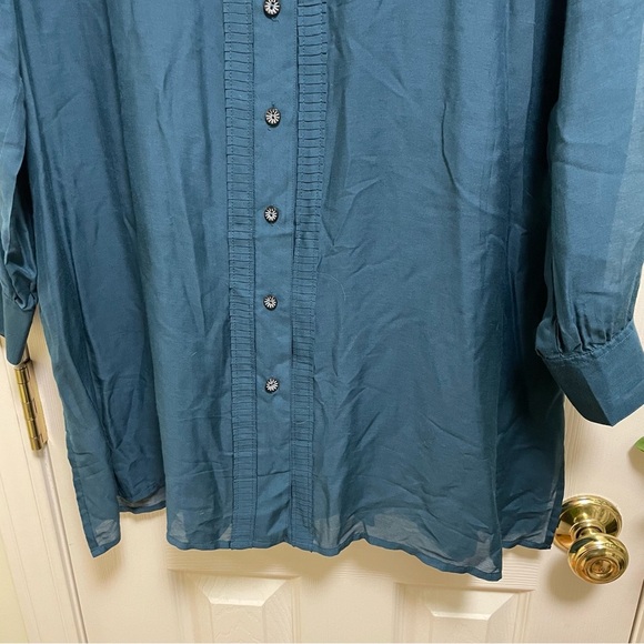 Coldwater Creek silk blend dark turquoise tunic L - Picture 6 of 9